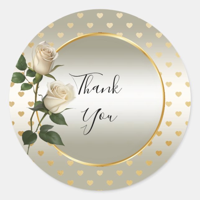 Sticker Coeurs Or Roses Blanches (Devant)