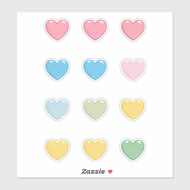 Sticker Coeurs pastel (Feuille)