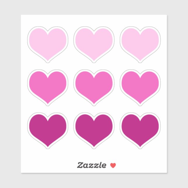 Sticker Coeurs roses Aimer Romance Valentines Jour Jeu de  (Feuille)