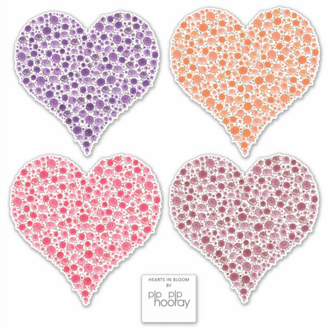 Sticker Coeurs roses en pleine floraison Vinyl Car impermé (Devant)