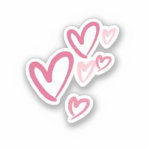 Sticker Cœurs roses mignon gribouillis