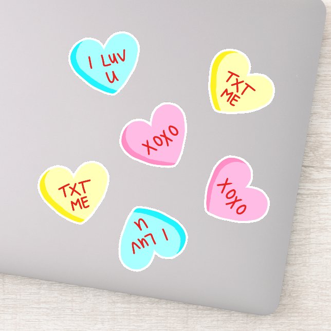 Sticker Coeurs sucrés de bonbons avec ensemble de mots (Détail)