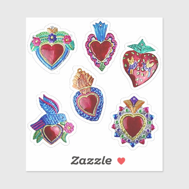 Sticker Coeurs Valentin mexicains (Feuille)