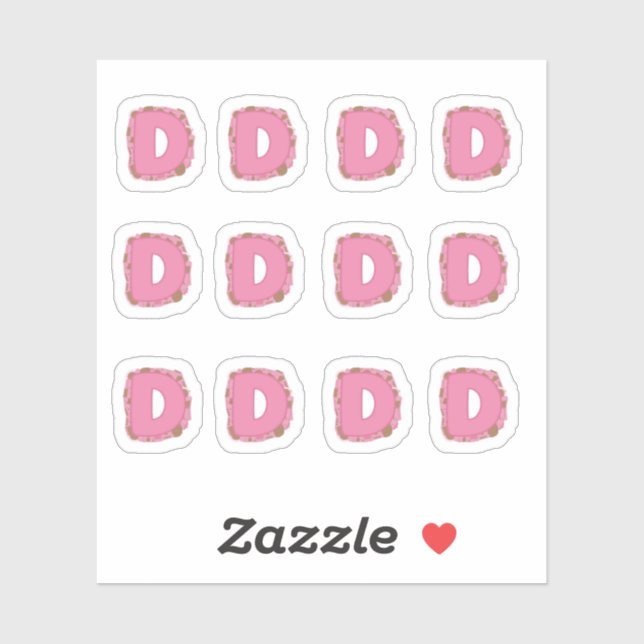 Sticker Coffee Letter D: Monogram Initial Sheet (Feuille)