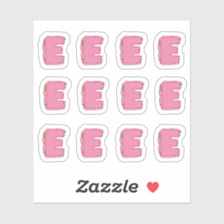 Sticker Coffee Letter E: Monogram Initial Sheet