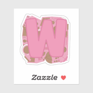 Sticker Coffee Letter W: Monogram Initial 