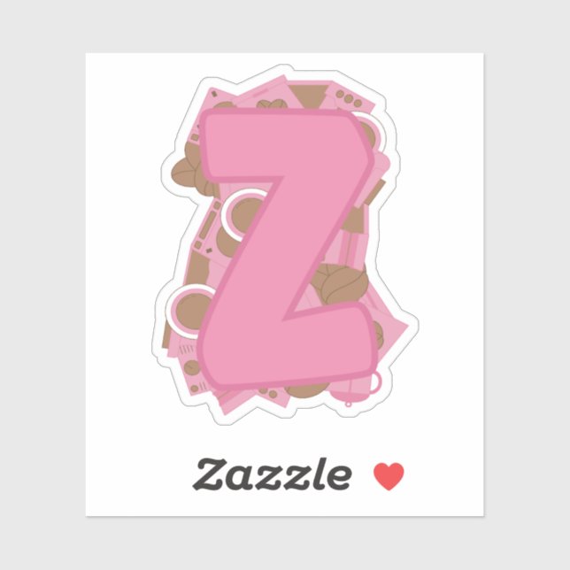 Sticker Coffee Letter Z: Monogram Initial  (Feuille)
