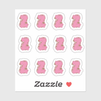Sticker Coffee Letter Z: Monogram Initial Sheet