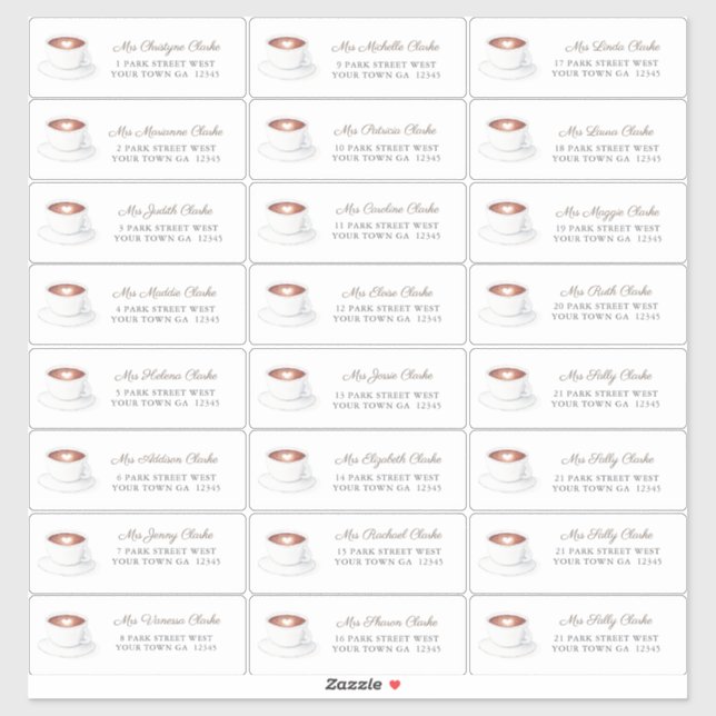 Sticker Coffee Love Est Brûler Fête des mariées Adresse d' (Feuille)
