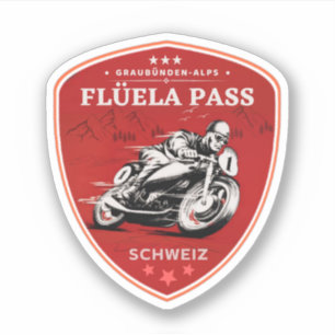 Sticker Col de Flüela, circuit moto dans les Alpes suisses