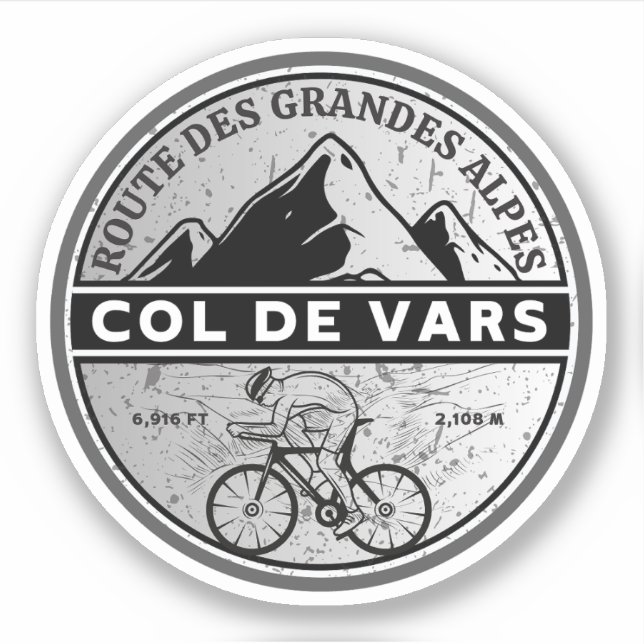 Sticker Col de Vars Français Alpes visite à vélo (Devant)