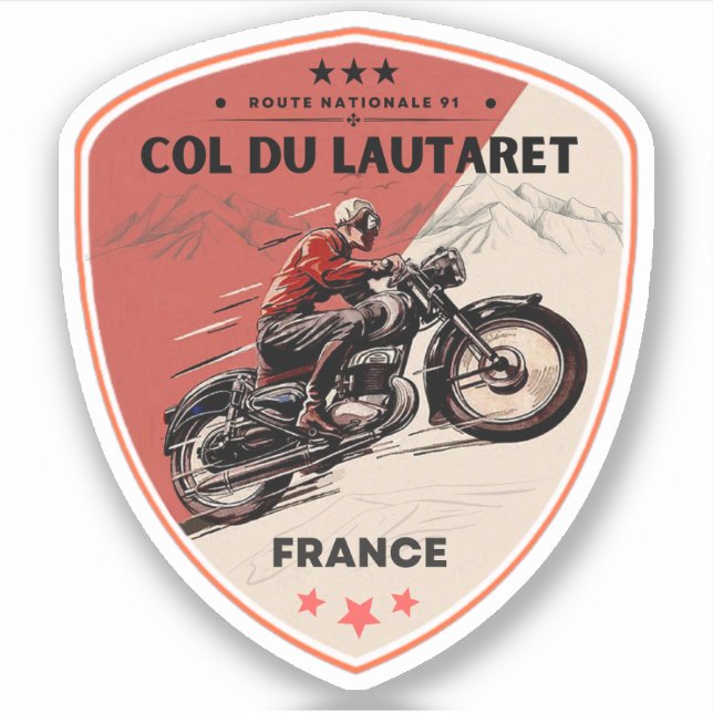 Sticker Col du Lautaret français Alpes motobike tour (Devant)