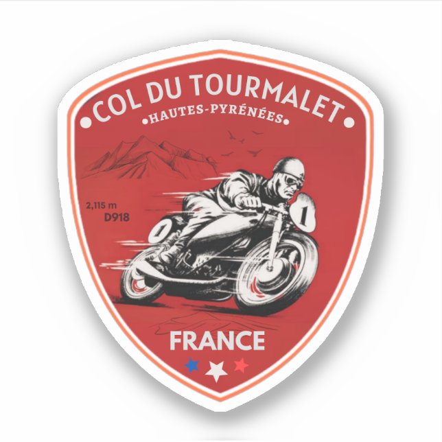 Sticker Col du Tourmalet - visite de motobik (Devant)