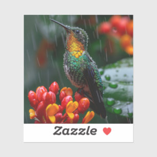 Sticker Colibri perché sur une fleur vive