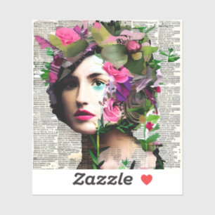 Sticker Collage papier pour femme vintage