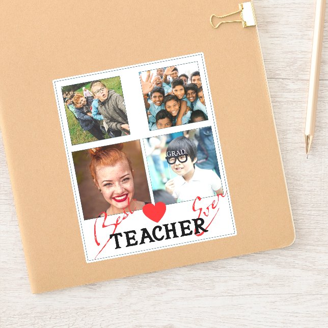 Sticker Collage photo du meilleur enseignant (Carnet)