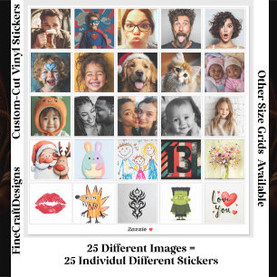 Sticker Collage photo/image personnalisé individuel de 25