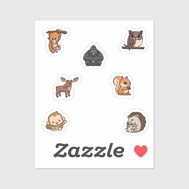 Sticker Collection d'animaux sauvages (Feuille)