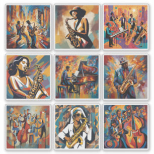 Sticker Collection d'autocollants d'art de musique jazz