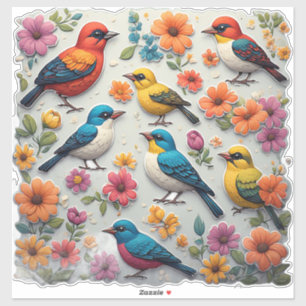 Sticker Collection d'autocollants d'oiseaux colorés mignon