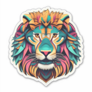 Sticker Collection d'autocollants Lion Artistique Roaring