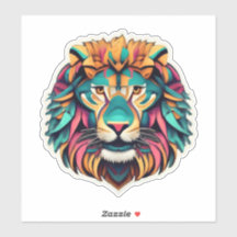 Collection d'autocollants Lion Artistique Roaring