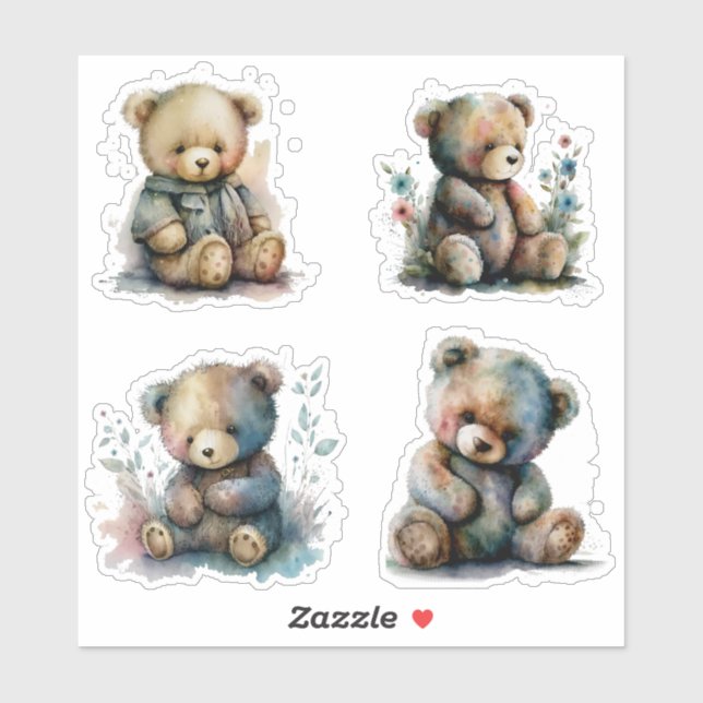 Sticker Collection d'autocollants Nounours Vintages Aquare (Feuille)