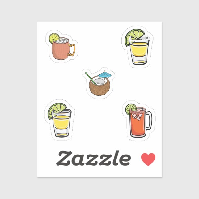 Sticker Collection de boissons (Feuille)