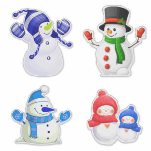 Sticker Collection de bonhommes de neige joyeux d'hiver