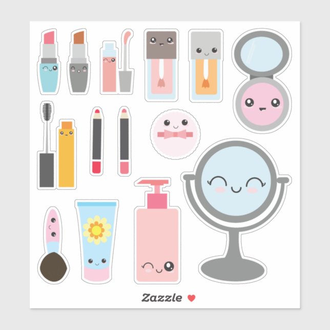 Sticker Collection de cosmétiques pour enfants (Feuille)