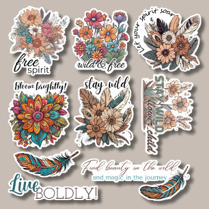 Sticker Collection de fleurs bohème étanche