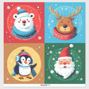 Sticker Collection de personnages de Noël festifs