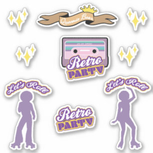 STICKER COLLECTION D'ÉTIQUETTES DE LA PARTIE RETRO DE L'OU
