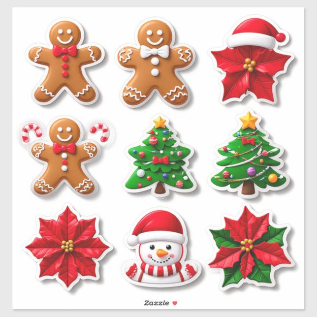 Sticker Collection d'icônes de Noël festives (Feuille)