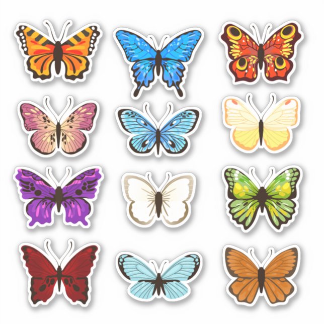 Sticker collection estivale d'autocollants papillons (Devant)