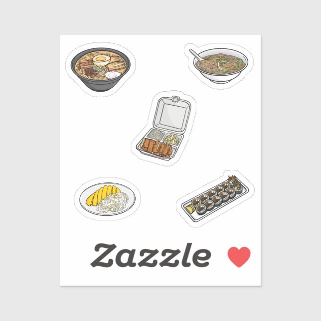Sticker Collection gastronomique asiatique (Feuille)