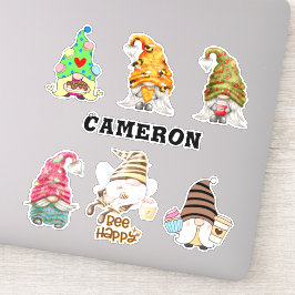 Sticker Collection Gnome Ajouter Nom Miel Abee Alimentatio