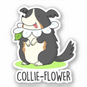 Sticker Collie-flower Funny Bordure Collie Chien Pun