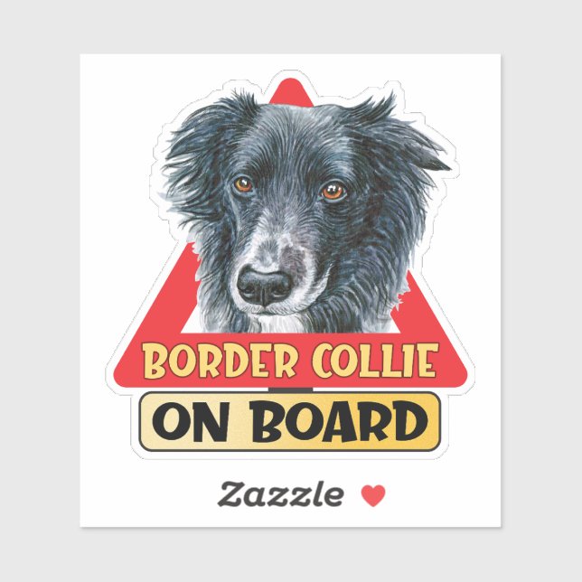 Sticker Collie Frontière À Bord Chien Écossais (Feuille)
