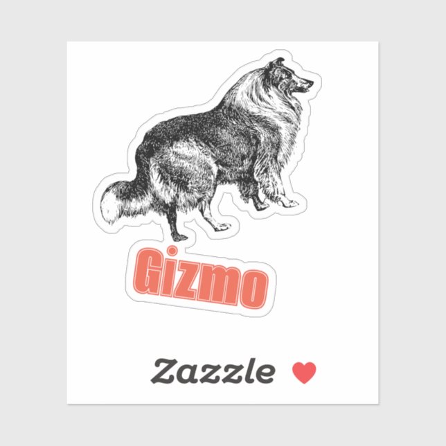 Sticker Collie Nom de chien personnalisé (Feuille)