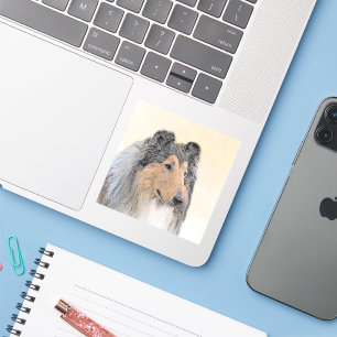 Sticker Collie (Rough) Peinture - Cute Original Chien Art