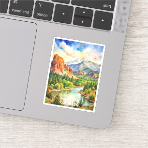 Sticker Colorado Mountains aquarelle peinture