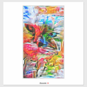 Sticker Coloré Abstrait expressionniste Art Chat Imprimer"