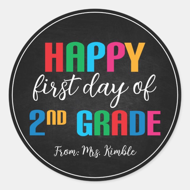 Sticker Coloré Chalkboard 2e année scolaire (Devant)