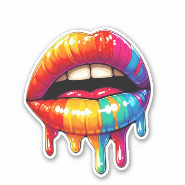 Sticker coloré "Lèvres à goutte" (Devant)