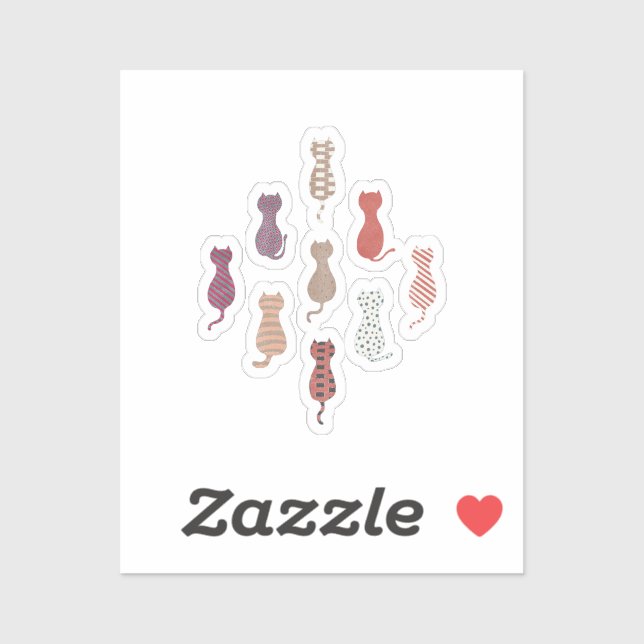 Sticker Colorful Cat Silhouettes (Feuille)