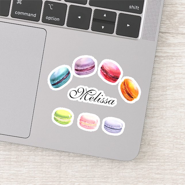 Sticker Colorful Macarons Sweet Dessert Watercolor (Détail)
