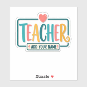Sticker Colorful Teacher Personalized Name Sign