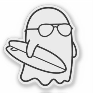 Sticker Coloriez Votre Propre Fantôme Kawaii Surfeur Summe