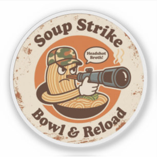 Sticker Combat de bol de nouilles vintage amusant pour les